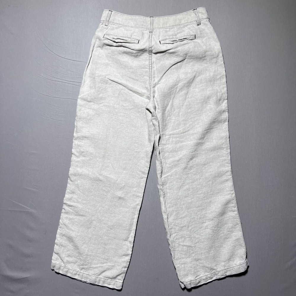 Madewell Wide Leg Pants Womens 2 Ivory 100% Linen High Rise Cropped Pockets - Picture 2 of 15